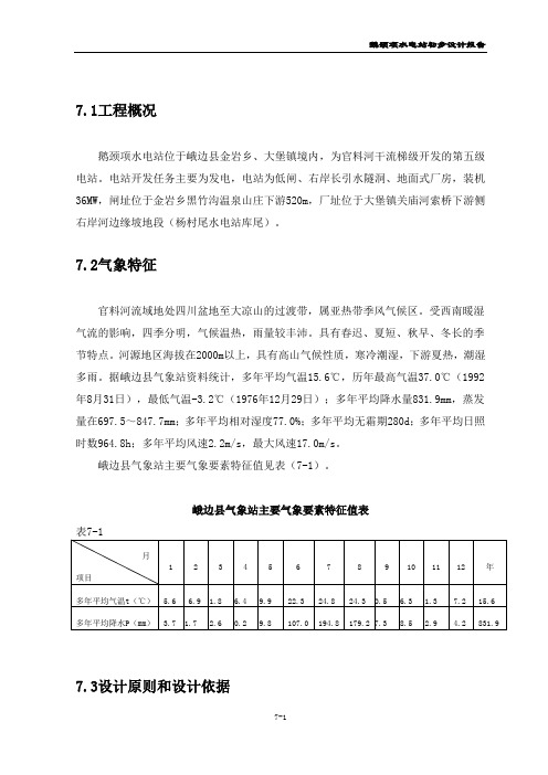 鹅颈项水电站初步设计报告