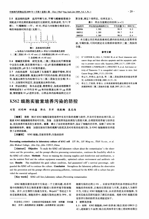 K562细胞实验室培养污染的防控