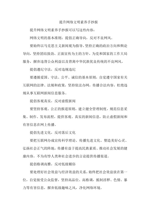 提升网络文明素养手抄报