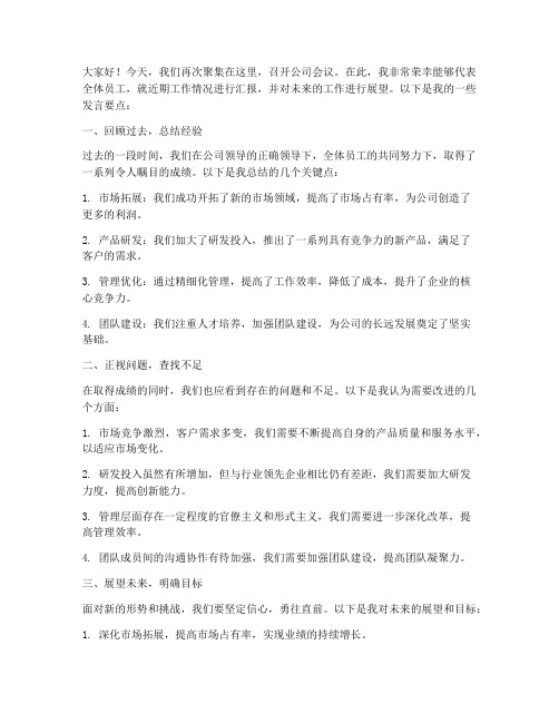 公司会议常态化发言稿范文