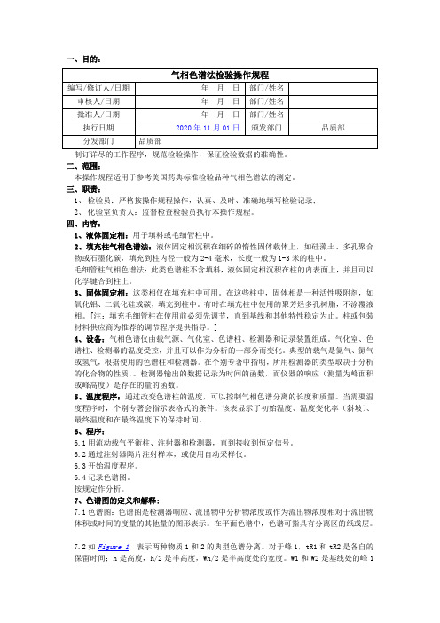 2020版《中国药典》气相色谱法检验操作规程(USP)