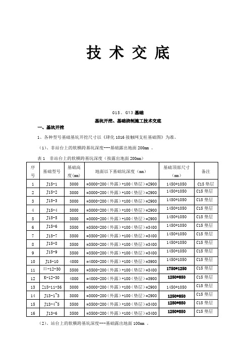 接触网钢柱基础基础浇注技术交底