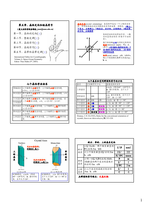 第五章 晶体定向和结晶符号