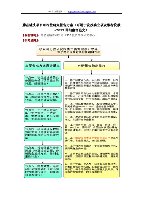 蘑茹罐头项目可行性研究报告方案(可用于发改委立项及银行贷款+2013详细案例范文)