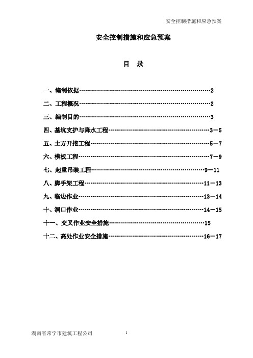 安全控制措施和应急预案