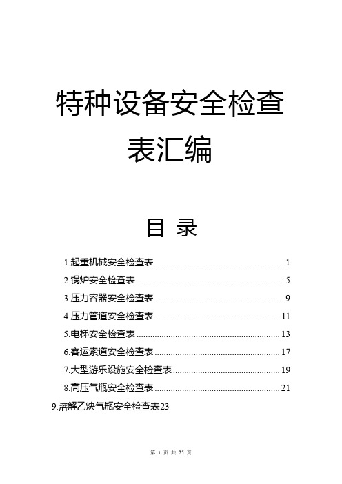 【汇编】特种设备安全检查表(26页)