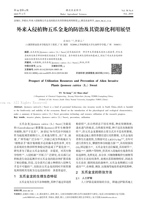 外来入侵植物五爪金龙的防治及其资源化利用展望