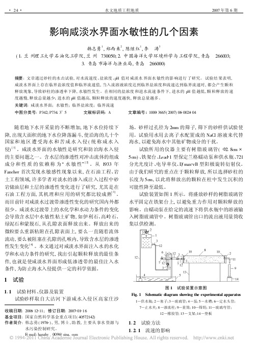 影响咸淡水界面水敏性的几个因素