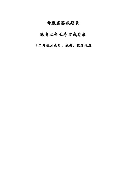 十二月逐月戒日、戒由、犯者报应