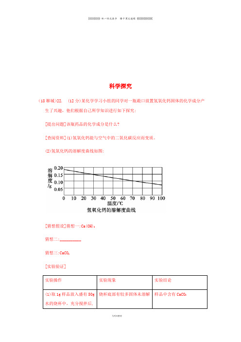 中考化学真题分类汇编 3考点17 科学探究 3 物质成分的鉴别 变质的探究(无答案)