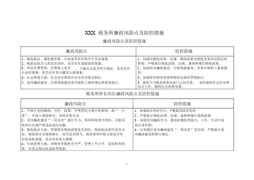 税务所廉政风险点与防控措施