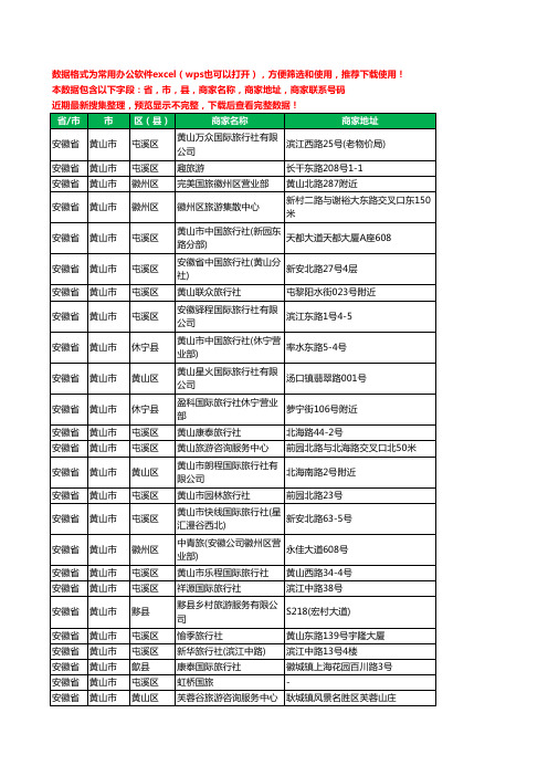 2020新版安徽省黄山市旅行社工商企业公司商家名录名单黄页联系电话号码地址大全192家