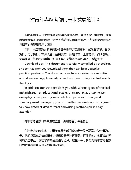 对青年志愿者部门未来发展的计划