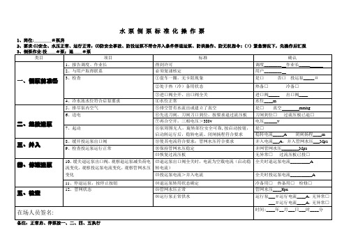 水泵倒泵操作标准化操作票1