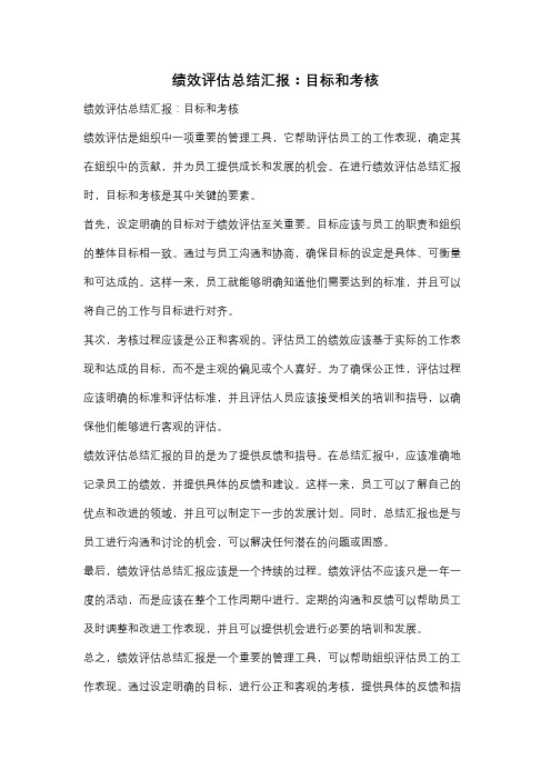 绩效评估总结汇报：目标和考核