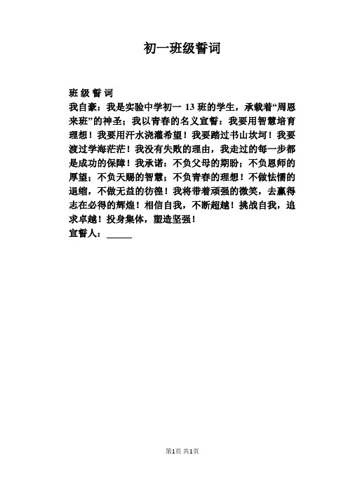 初一班级誓词