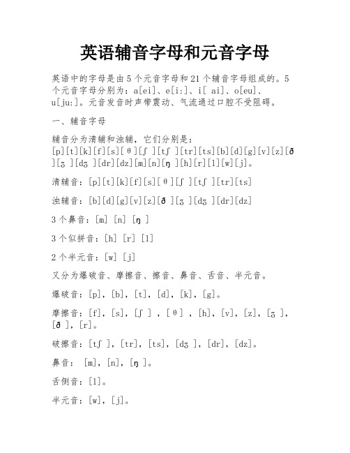 英语辅音字母和元音字母