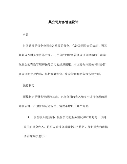 某公司财务管理设计