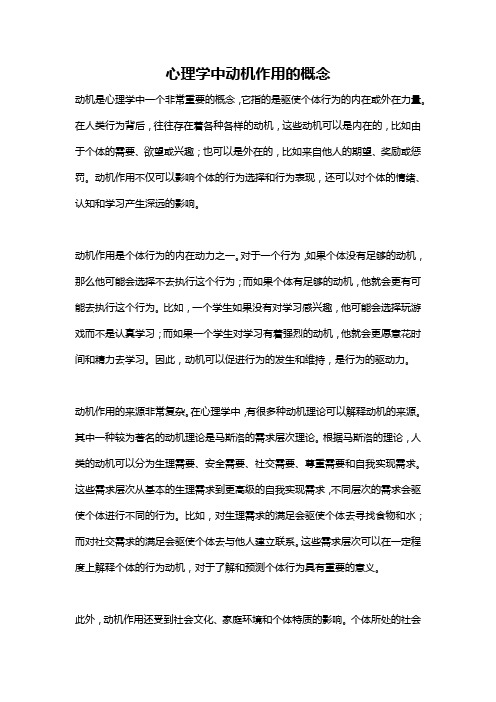 心理学中动机作用的概念