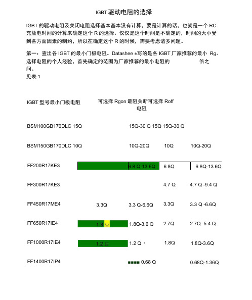 IGBT驱动电阻选取