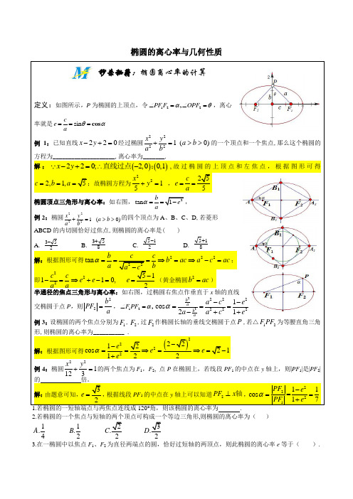 【圆锥曲线】02椭圆离心率与几何性质(含经典题型+答案)