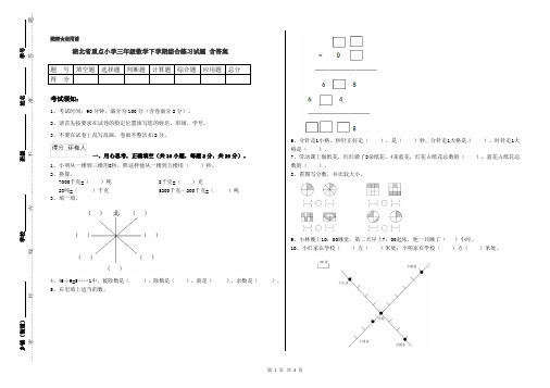 湖北省重点小学三年级数学下学期综合练习试题 含答案