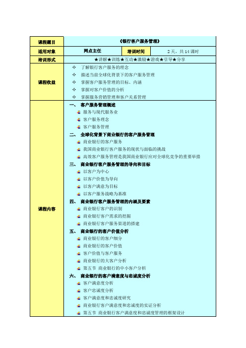 银行客户服务管理