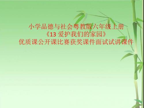 小学品德与社会粤教版六年级上册《13 爱护我们的家园》优质课公开课比赛获奖课件面试试讲课件