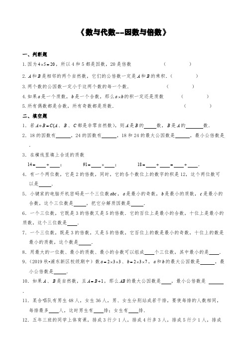 苏教版六年级数学下册试题 一课一练《数与代数--因数与倍数》 【含答案】