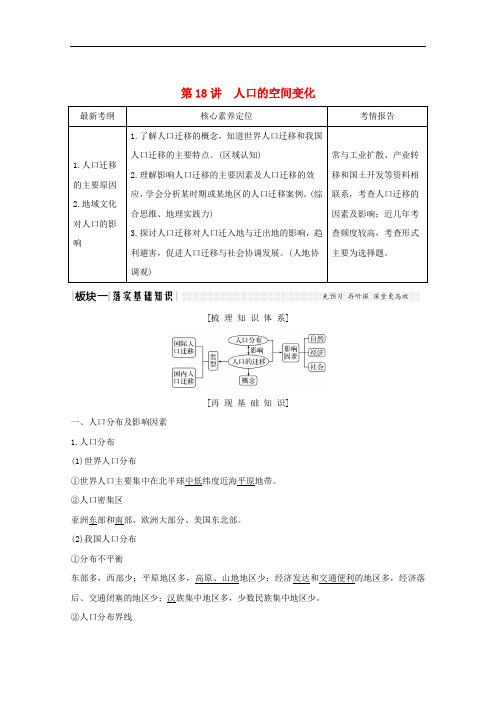 2020版高考地理总复习 第18讲 人口的空间变化教案(含解析)鲁教版