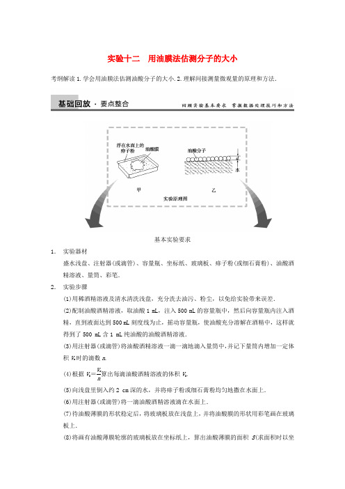 高考物理复习 第11章 实验12 用油膜法估测分子的大小训练题 新人教版