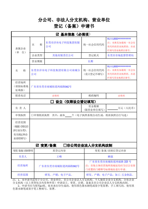 工商营业执照变更模板