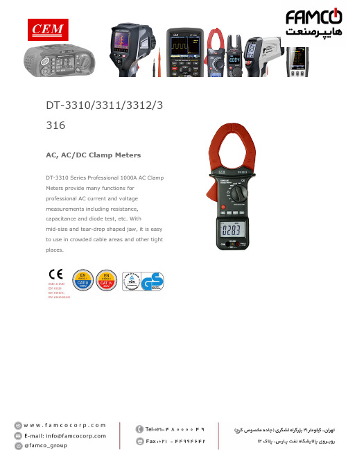 DT-3310 3311 3312 316 316型号的AC DC笼测量仪说明书