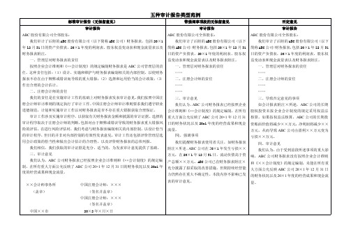 审计报告类型范例