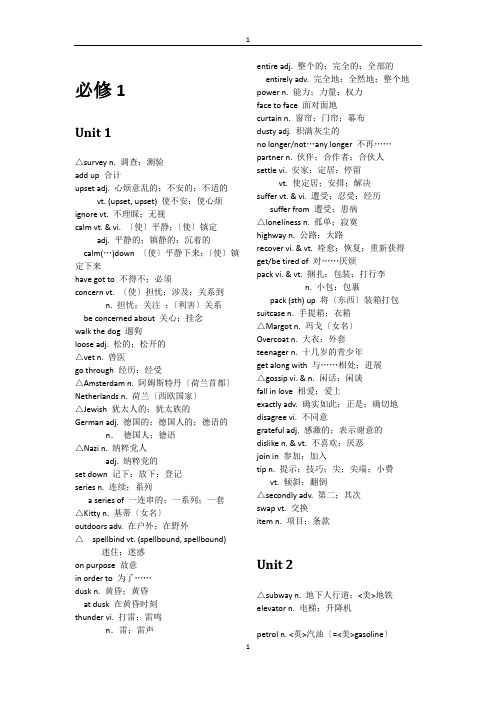 高中英语人教版教材必修一至选修六单词表