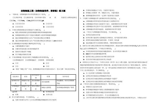 动物细胞工程(动物细胞培养、核移植)练习题