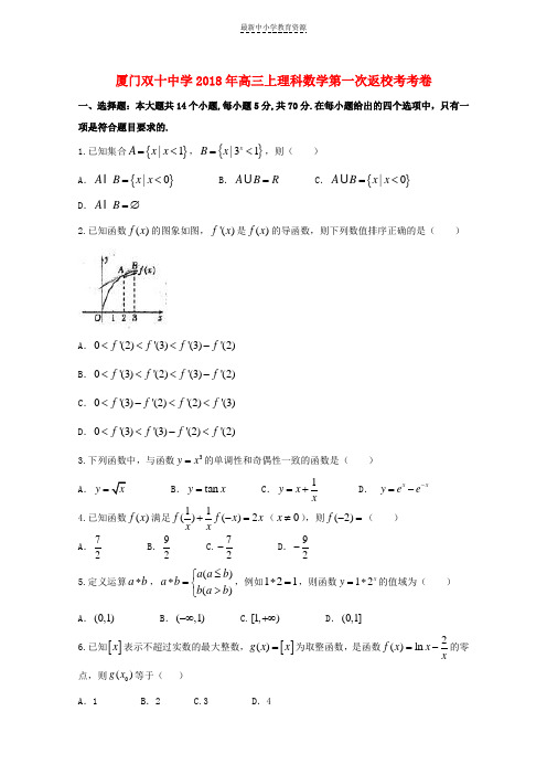 精选2019届高三数学暑假第一次返校考试试题理