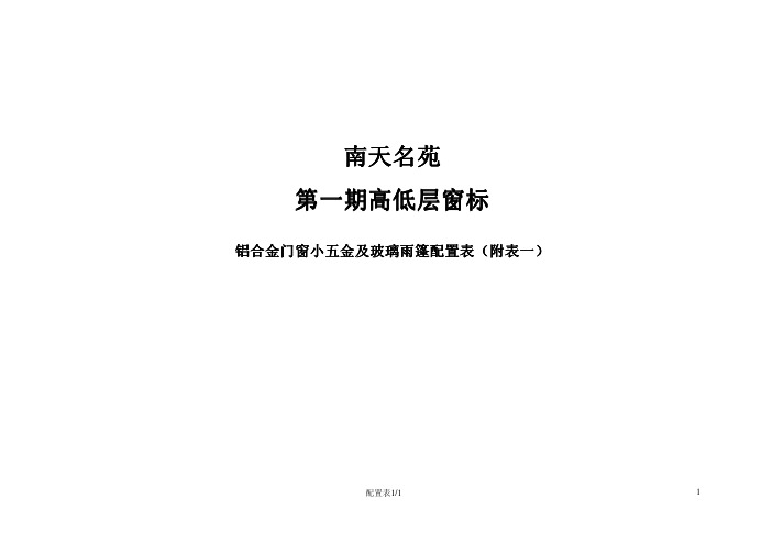 铝合金门窗小五金及玻璃雨篷配置表(附表一)