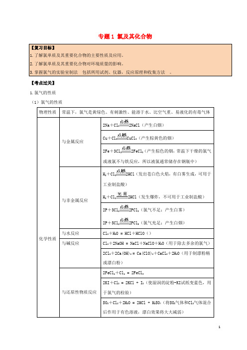 高考化学一轮复习考点过关非金属元素及其化合物专题1氯及其化合物