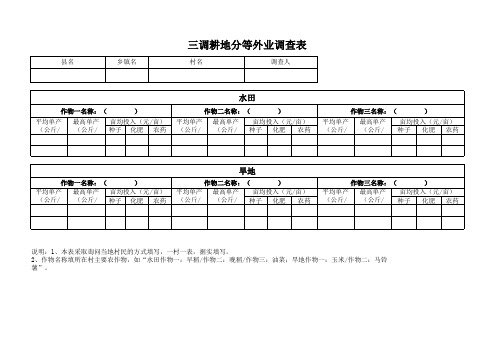 三调耕地分等调查外业表