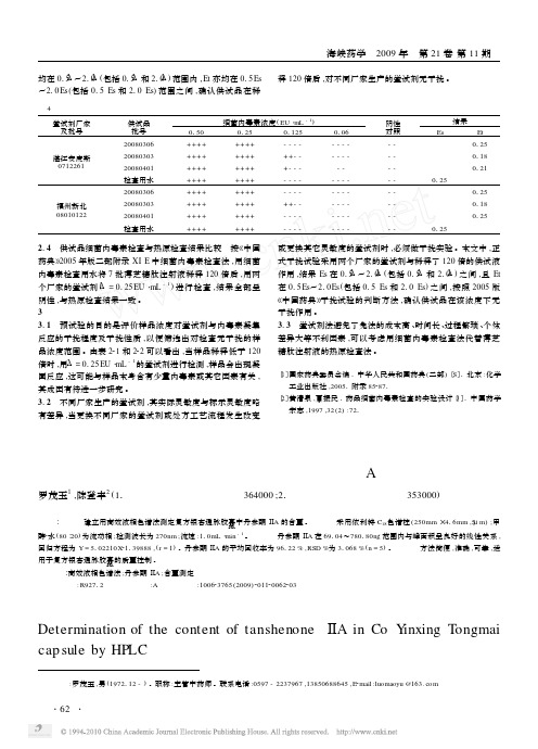 高效液相色谱法测定复方银杏通脉胶囊中丹参酮_A的含量