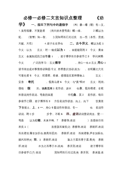 苏教版必修一必修二文言知识点整理