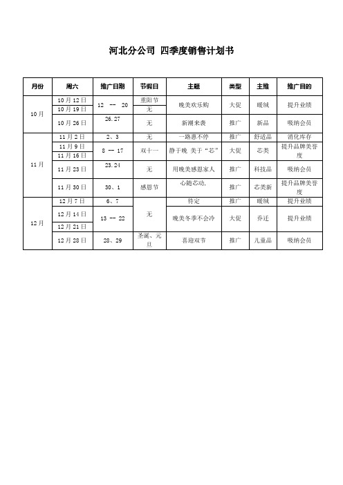 河北分公司销售计划书