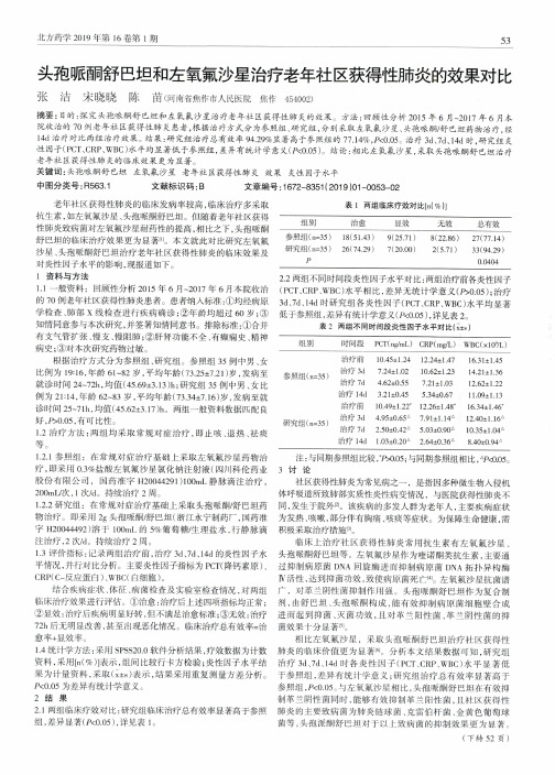 头孢哌酮舒巴坦和左氧氟沙星治疗老年社区获得性肺炎的效果对比