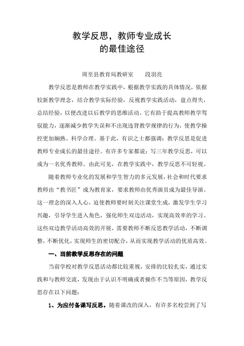 教学反思,教师专业成长 的最佳途径