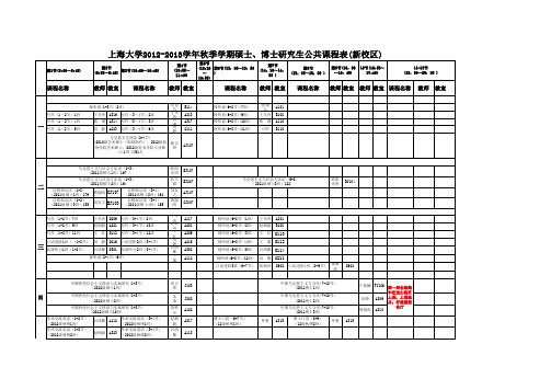 上海大学2012-2013学年秋季学期硕士`博士研究生公共课程表