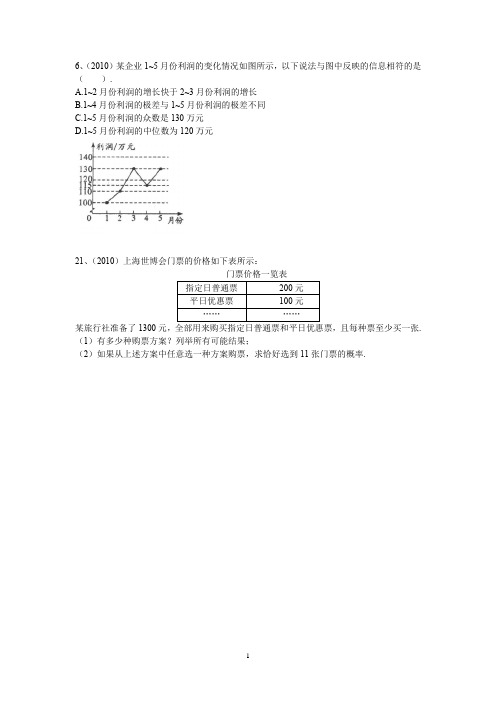 2010—2019年安徽中考数学(统计与概率)