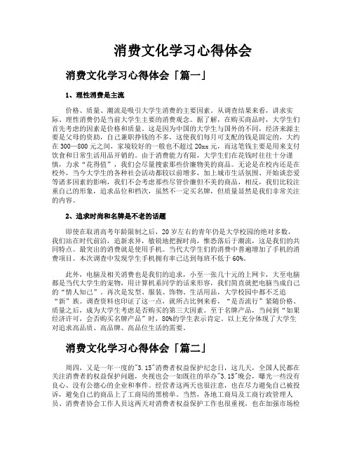 消费文化学习心得体会