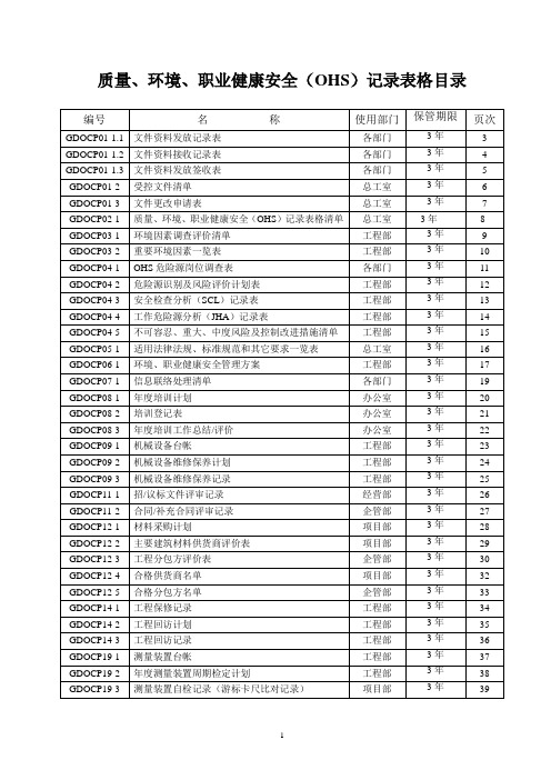 一体化记录表格(参考)