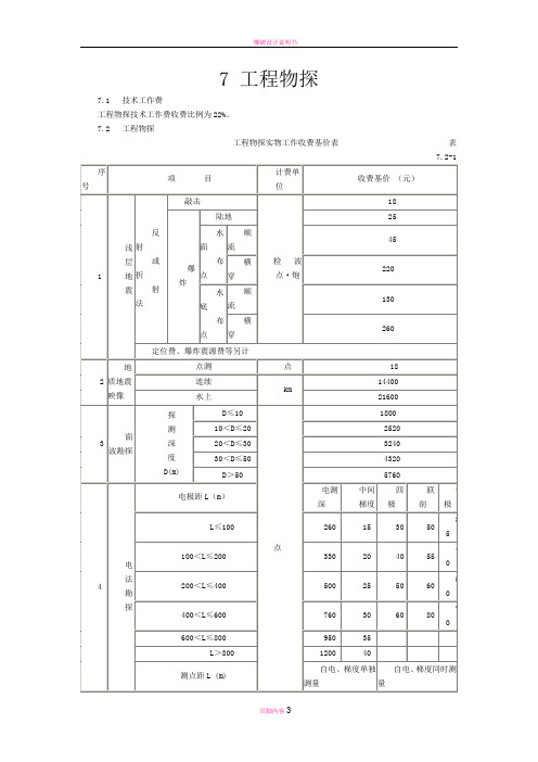 工程物探收费标准-zmwcd